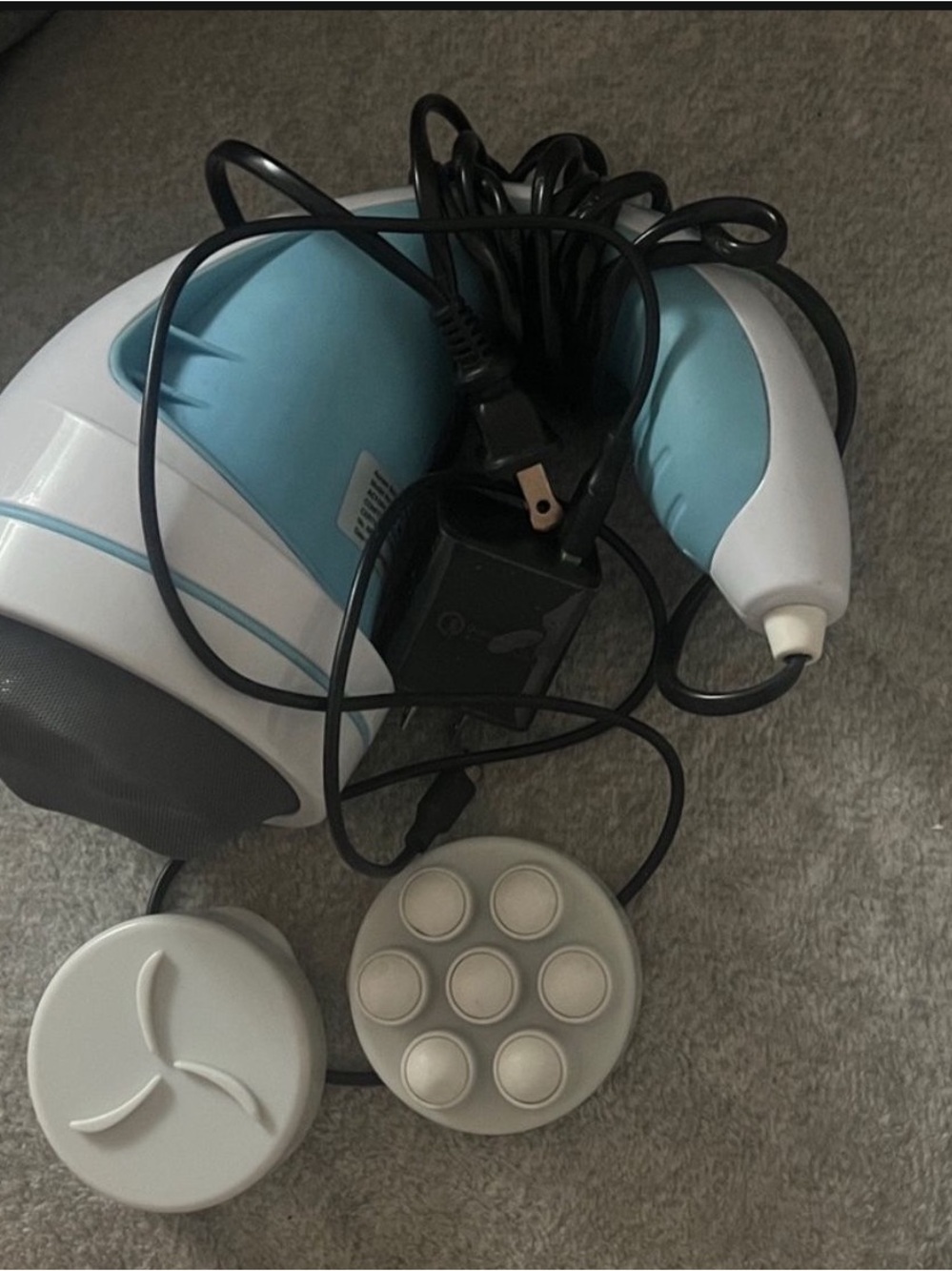 Handheld Electric Massager in Light Blue and White